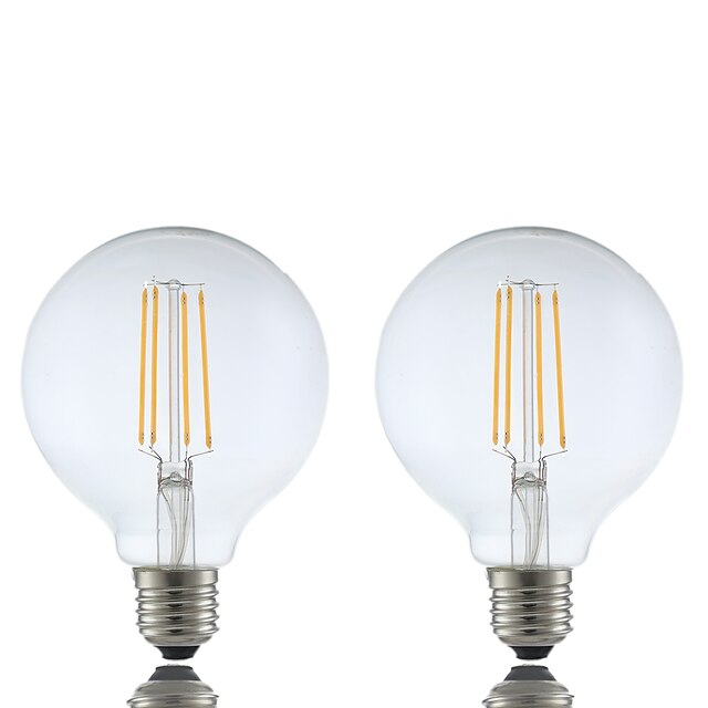  GMY® 2pcs 6 W LED-gloeilampen 600 lm E26 / E27 G95 4 LED-kralen COB Dimbaar Warm wit 220-240 V / 2 stuks / RoHs