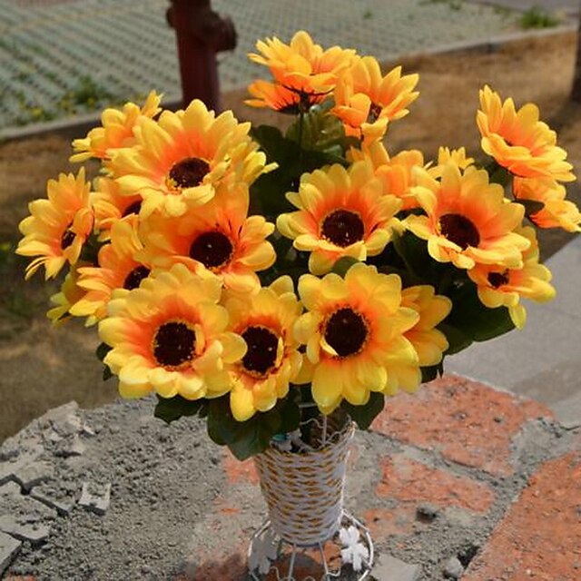  Kunstbloemen 1 Tak Moderne Style Chrysant Bloemen voor op tafel