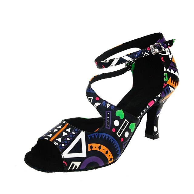  Női Latin cipők Bőrutánzat Fém csat Szandál / Magassarkúk Csat Személyre szabott sarok Személyre szabható Dance Shoes Fekete / Professzionális