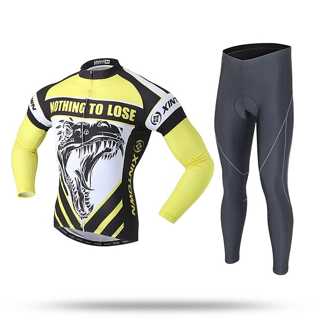  XINTOWN Homme Manches Longues Maillot et Cuissard Long Velo Cyclisme - Noir Vélo Pantalons / Surpantalons Maillot Ensembles de Sport Respirable La peau 3 densités Séchage rapide Résistant aux