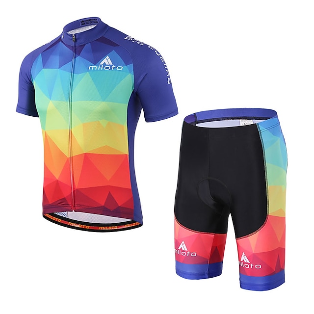 Miloto Men's Long Sleeve Cycling Jersey & Bib Tights Padded Cycle Clothing Set