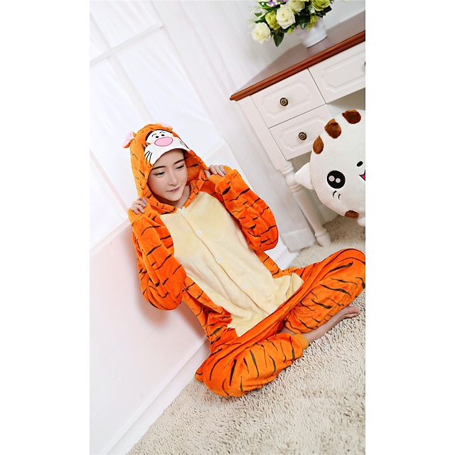 Toys & Hobbies Cosplay & Costumes | Adults Kigurumi Pajamas Tiger Onesie Pajamas Flannel Toison Orange Cosplay For Men and Women