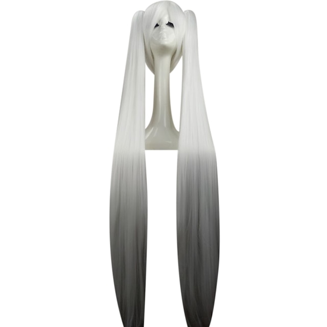  Synteettiset peruukit Suora Kardashian Tyyli Poninhännällä Suojuksettomat Peruukki Valkoinen Valkoinen Synteettiset hiukset Naisten Valkoinen Peruukki Hyvin pitkä hairjoy