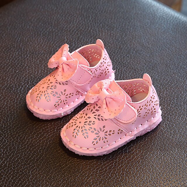  Bebé Bailarinas Confort Zapatos para niña florista Semicuero Primavera Otoño Casual Paseo Cinta Adhesiva Tacón Bajo Blanco Rosa Plano
