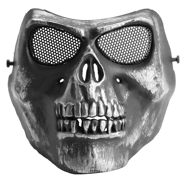  Respirar Máscara Tático Durável Protecção Metal Equitação Campismo Preto Prata / Black