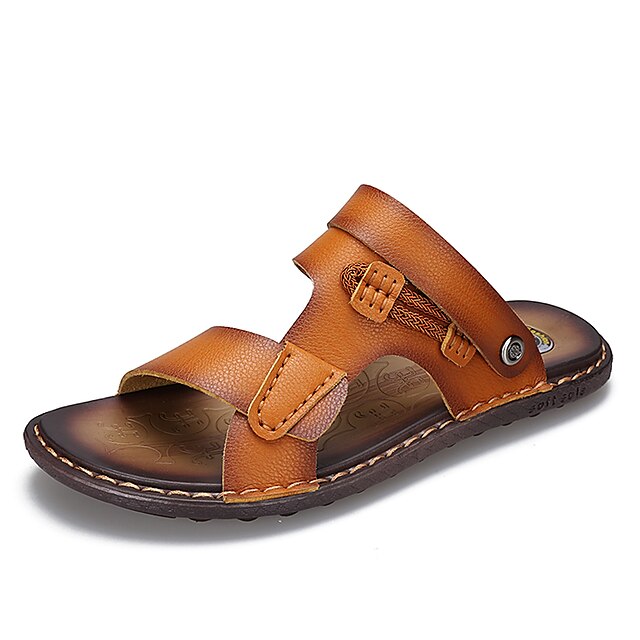  Masculino sapatos Pele Verão Solados com Luzes Conforto Sandálias Para Casual Amarelo Terra Khaki