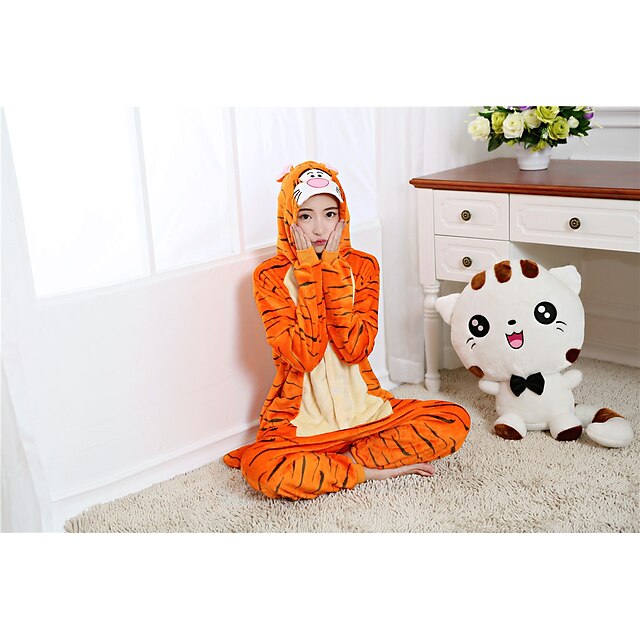 Toys & Hobbies Cosplay & Costumes | Adults Kigurumi Pajamas Tiger Onesie Pajamas Flannel Toison Orange Cosplay For Men and Women