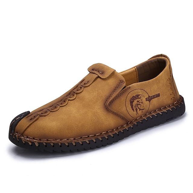  Homens Mocassins e Slip-Ons Sapatos de couro Sapatos Confortáveis Solas Claras Casual Ao ar livre Caminhada Pele Antiderrapante Amarelo Terra Preto Cáqui Outono Primavera Verão