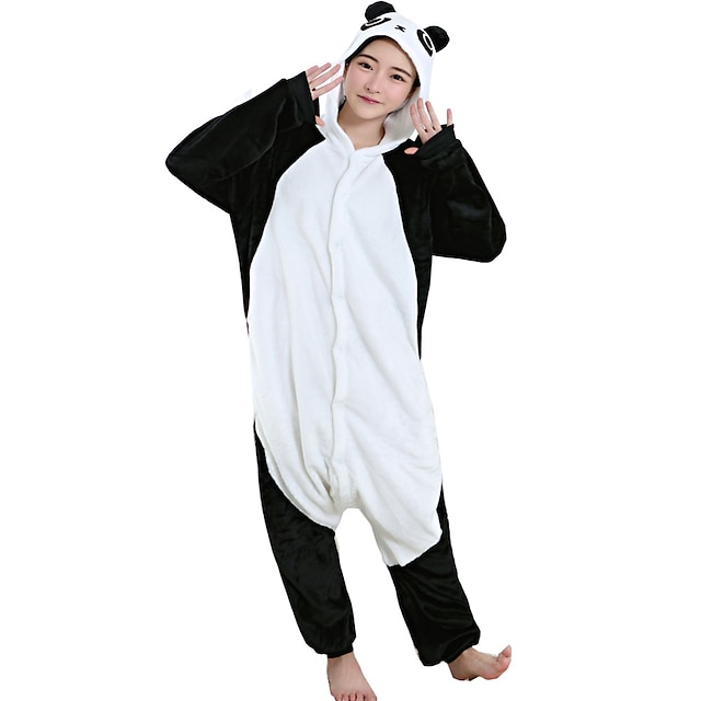  Adults' Kigurumi Pajamas Panda Onesie Pajamas Flannel Toison Black Cosplay For Men and Women Animal Sleepwear Cartoon Festival / Holiday Costumes / Leotard / Onesie / Leotard / Onesie