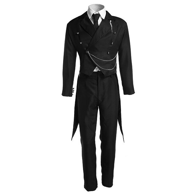  Inspired by Black Butler Sebastian Michaelis Anime Cosplay Costumes Cosplay Suits Solid Colored Long Sleeve Vest / Pants / Tuxedo For Men's / Women's