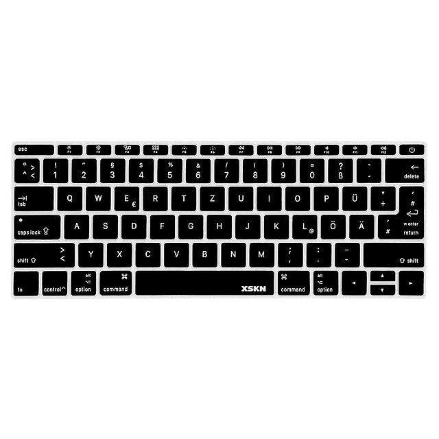  xskn® pele alemão teclado de silicone para 2016 mais novo bar macbook não-Touch Pro com retina 13,3 / macbook 12 (us / layout eu)