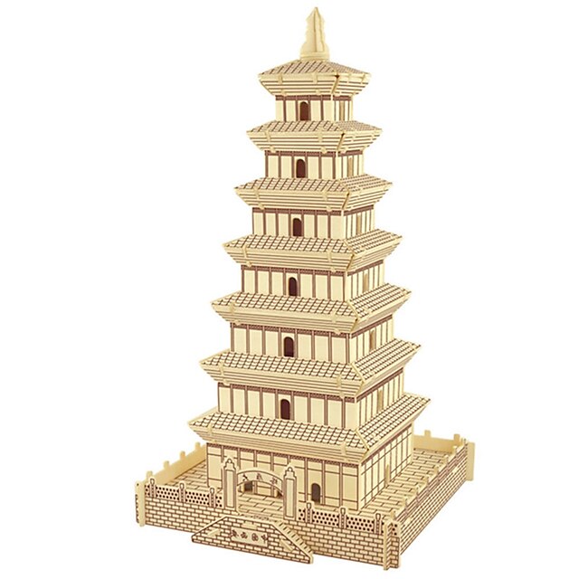  Fából készült építőjátékok Wood Model Torony Népszerű épület Kínai építészet szakmai szint Fa 1 pcs Gyermek Felnőttek Fiú Lány Játékok Ajándék