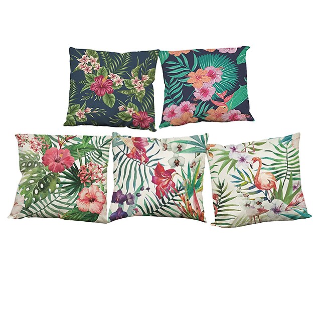  conjunto de 5 fronhas naturais / orgânicas com capa de travesseiro, xadrez floral de cor sólida, casual retro tradicional / clássico
