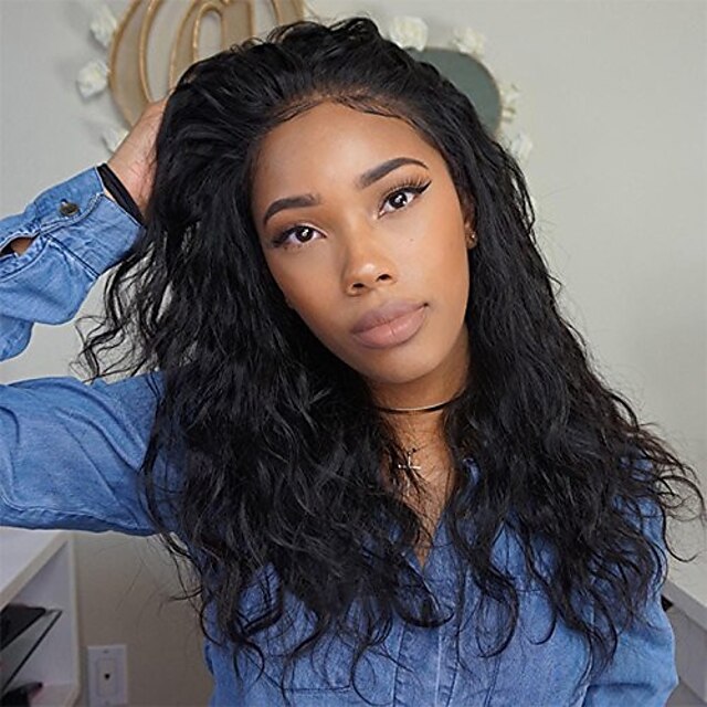  100 human virgin hair lace wig lace front water wave lace wig glueless with baby hair