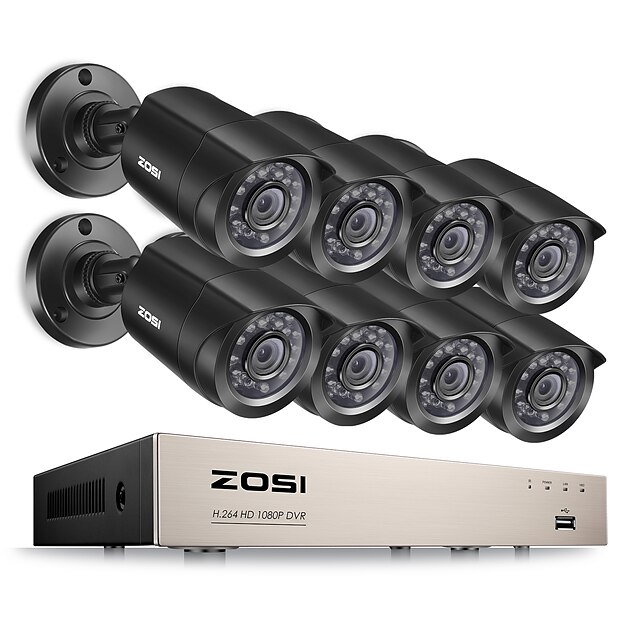  zosi®8ch dvr 720p hdmi cctvシステムビデオレコーダー8個1280tvl防水ナイトビジョンカメラ監視キット
