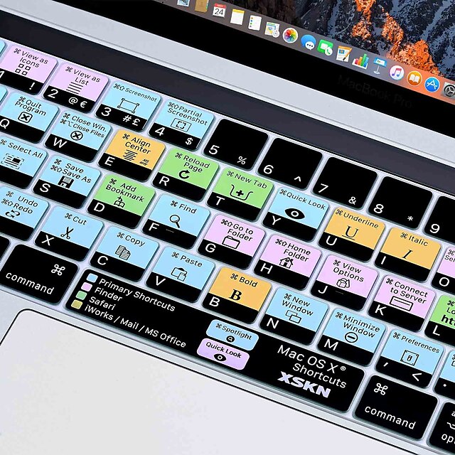  xskn® OS X atalho teclado pele de silicone e protetor barra de toque para 2016 mais novo MacBook Pro de 13,3 / 15,4 com display touch bar