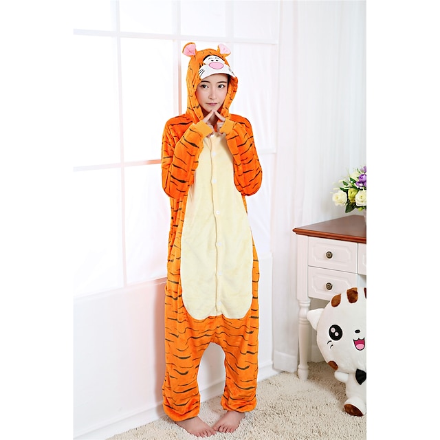 Toys & Hobbies Cosplay & Costumes | Adults Kigurumi Pajamas Tiger Onesie Pajamas Flannel Toison Orange Cosplay For Men and Women