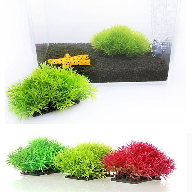  Tanque de peixes decoração de aquário planta de água amarelo plástico artificial 1 peça 12*7 cm