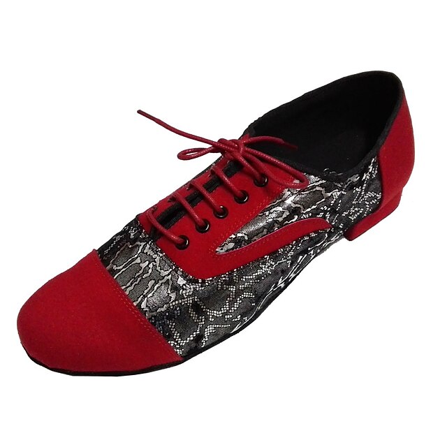  Men's Latin Shoes Synthetic / Suede Heel Low Heel Customizable Dance Shoes Red / Black / Indoor