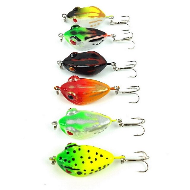  6 pcs Cebos Señuelos duros Rana Flotante Bass Trucha Lucio Pesca de Mar Pesca a la mosca Pesca de baitcasting Plástico duro / Pesca en hielo / Pesca al spinning / Pesca jigging / Pesca de agua dulce