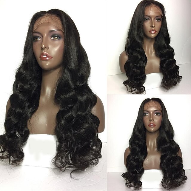  Human Hair Glueless Lace Front Lace Front Wig style Brazilian Hair Wavy Body Wave Wig with Baby Hair Natural Hairline African American Wig 100% Hand Tied Women's Short Medium Length Long Human Hair