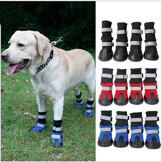  Cat Dog Boots / Shoes Waterproof Color Block For Pets Cotton Black / Winter