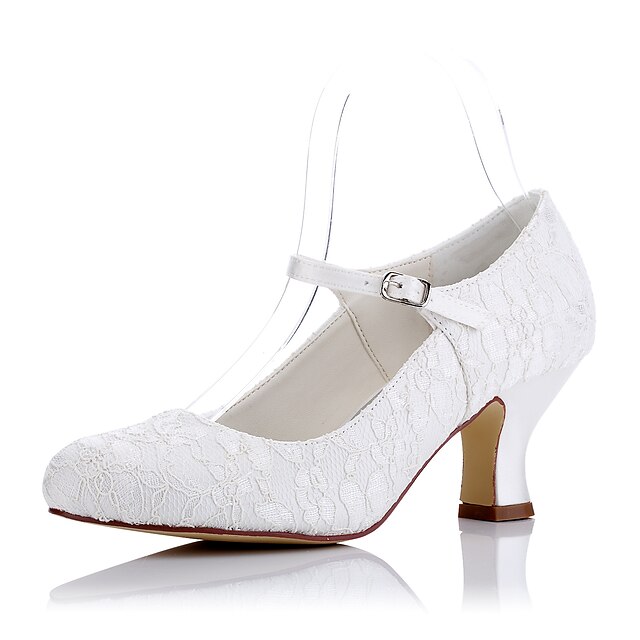  Women's Heels Spring / Summer Chunky Heel Round Toe Comfort Wedding Dress Party & Evening Tulle Ivory / EU42