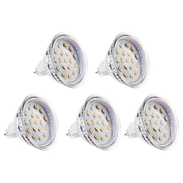 Lâmpadas de Foco de LED 3000 lm GU5.3(MR16) MR16 15 Contas LED SMD 2835 Branco Quente 12 V / 5 pçs