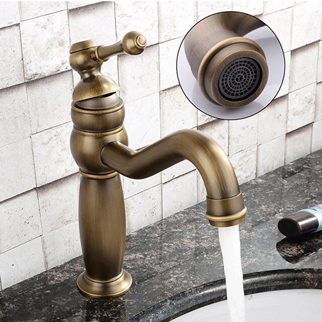  Bathroom Sink Faucet - Standard Antique Copper Centerset Single Handle One HoleBath Taps / Brass