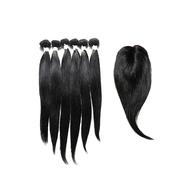  Indian Hair Straight Human Hair Hair Weft with Closure Human Hair Weaves Human Hair Extensions