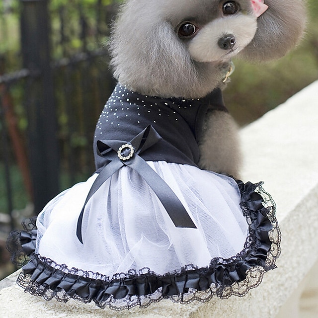  قط كلب الفساتين ملابس الجرو أميرة ملابس الكلاب ملابس الجرو ملابس الكلب أبيض أسود كوستيوم للفتاة والفتى الكلب قطن S M L XL