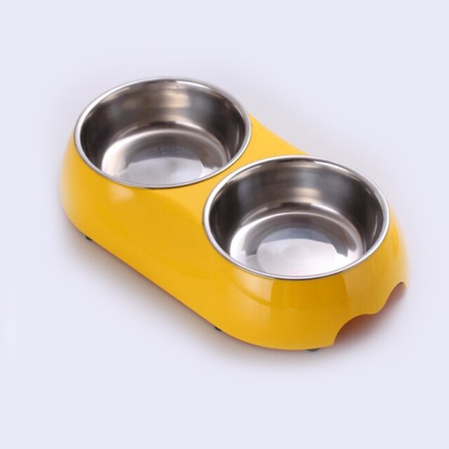  Cat Dog Bowls & Water Bottles Alloy Waterproof Solid Colored Yellow Blue Pink Bowls & Feeding