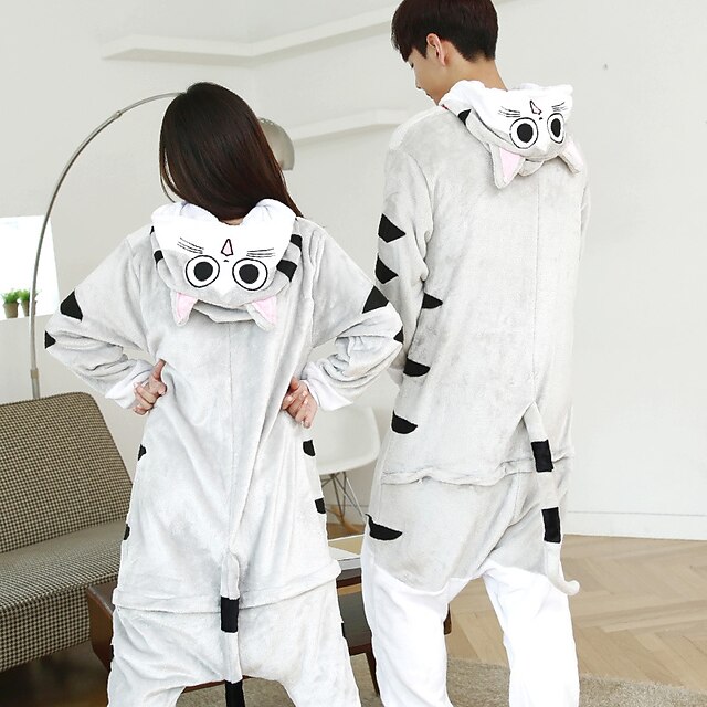 Toys & Hobbies Cosplay & Costumes | Adults Kigurumi Pajamas Cat Onesie Pajamas Flannel Fabric Gray Cosplay For Men and Women Ani