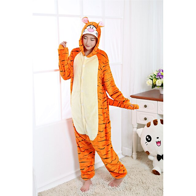 Toys & Hobbies Cosplay & Costumes | Adults Kigurumi Pajamas Tiger Onesie Pajamas Flannel Toison Orange Cosplay For Men and Women