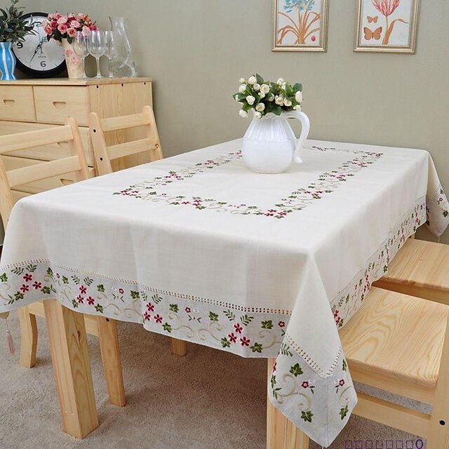  Linen Rectangular Table Cloth Floral Eco-friendly Table Decorations 1 pcs