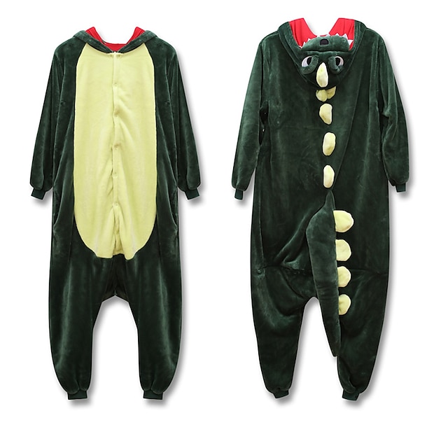 Toys & Hobbies Cosplay & Costumes | Adults Kigurumi Pajamas Dragon Dinosaur Onesie Pajamas Coral fleece Green Cosplay For Men an