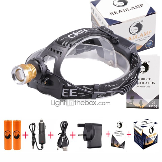  U'King ヘッドランプ LED LED 2 エミッタ 1500 lm 4.0 照明モード バッテリー＆チャージャー付き ズーム可能 焦点調整可 小型 キャンプ / ハイキング / ケイビング 日常使用 サイクリング