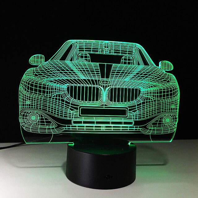  1PC Touch 7-Color Car Led Lamp 3D Light Color Vision Stereo Colorful Gradient Acrylic Lamp Night Light Vision