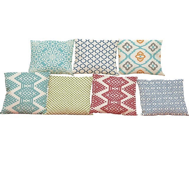  7 pcs Linen Pillow Cover Pillow Case, Solid Colored Novelty Textured Casual Modern Contemporary Office / Business