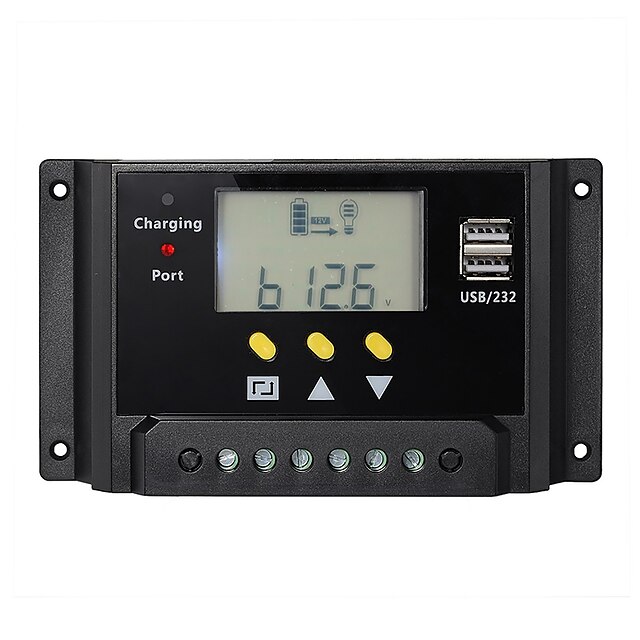  30A PWM Solar Controller Battery Charge Regulator Dual USB 12V 24V LCD