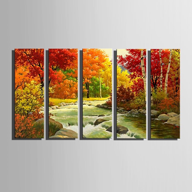  Landskap Moderna,Fem paneler Kanvas Vertikal Målning väggdekor For Hem-dekoration