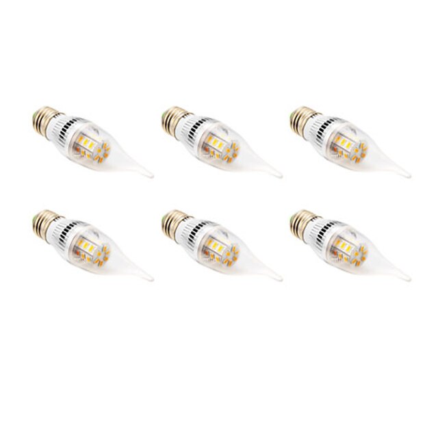  5W E26/E27 LED-stearinlyspærer CA35 24 SMD 5730 350 lm Varm hvid AC 220-240 / AC 110-130 V 6 stk.