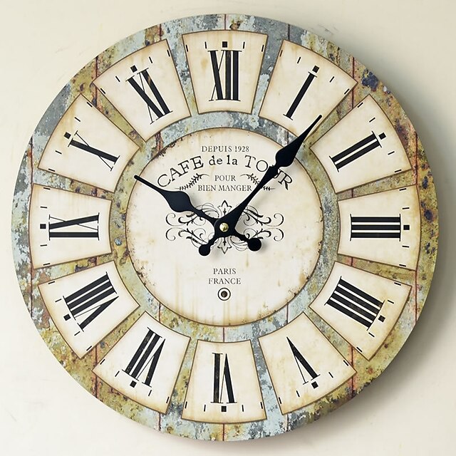  Retro / Traditional / Country Wood Round Holiday / Music / Family Indoor / Outdoor / Indoor Decoration Wall Clock