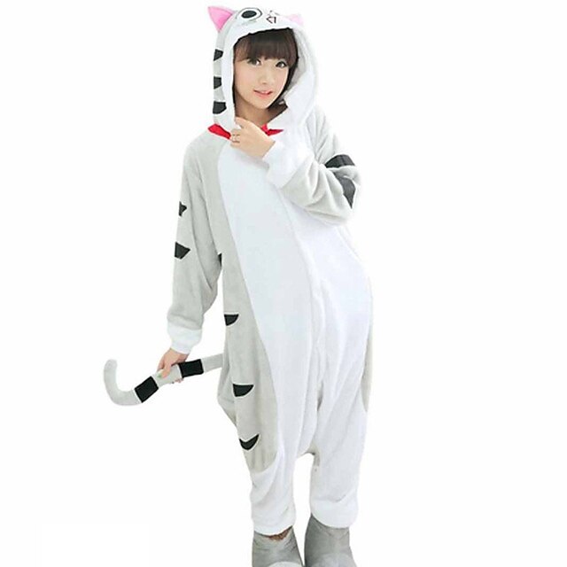 Toys & Hobbies Cosplay & Costumes | Adults Kigurumi Pajamas Cat Onesie Pajamas Flannel Fabric Gray Cosplay For Men and Women Ani