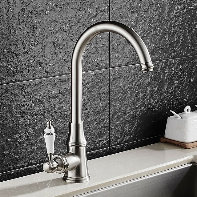  Kitchen faucet - Contemporary Nickel Brushed Standard Spout Vessel / Single Handle One Hole