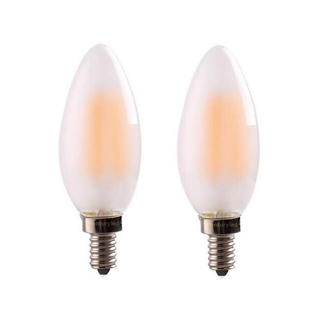  ONDENN 2pcs 4 W LED Filament Bulbs 300-350 lm E14 E12 CA35 4 LED Beads COB Dimmable Warm White 220-240 V 110-130 V / 2 pcs / RoHS
