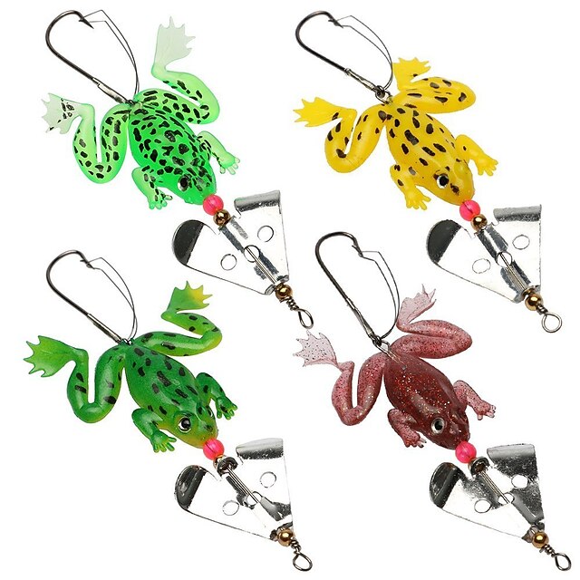  4 pcs Fishing Lures Soft Bait Frog Floating Bass Trout Pike Sea Fishing Bait Casting Spinning
