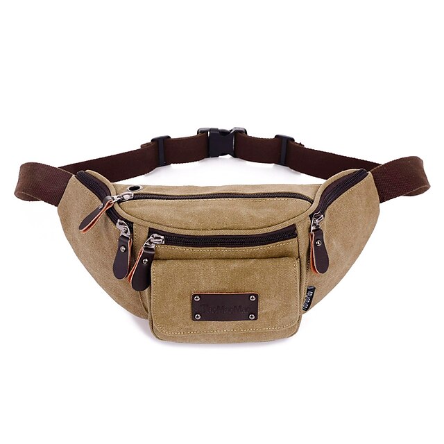  Unisex Bags Canvas Waist Bag for Casual Sports Formal Outdoor Office & Career Professioanl Use All Seasons Black Gray Coffee Khaki