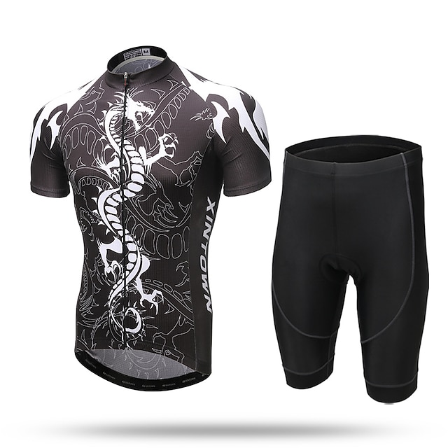  XINTOWN Męskie Krótki rękaw Koszulka z szortami na rower Czarny Rower Szorty Spodnie Dżersej Oddychający Szybkie wysychanie Odporność na promieniowanie UV Kieszeń na plecach Ochrona przed bakteriami