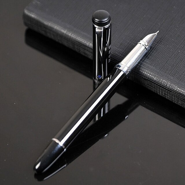 Extra-fine Silver Edge Fountain Pen(Black) For School / Office